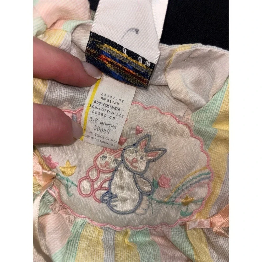 Baby Togs Vintage Bunny Bubble Romper & Bonnet Set Girls 3-6 M Easter vintage